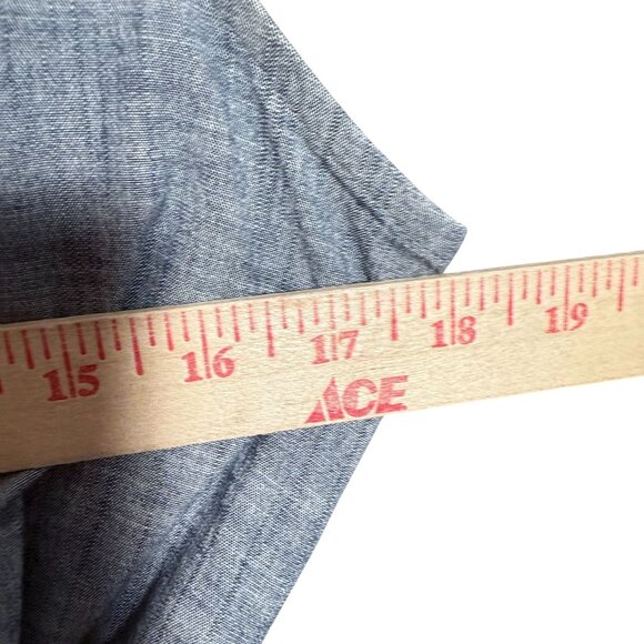 Anthropologie Fei Chambray Ruffle Belted Mini Dress Womens Size XL Modern - Picture 6 of 9